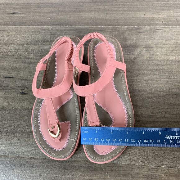 Socosands Womens Sandals Size 8 EUR 39 Orange Comfort Slip On Padded New T Strap - Picture 3 of 10